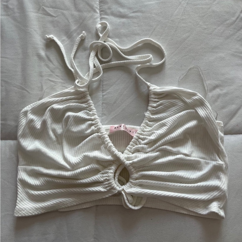 urban white cross halter top